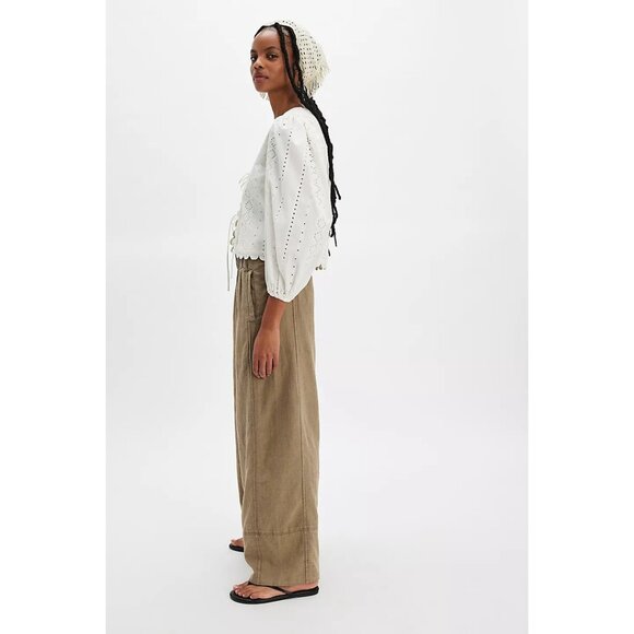 FREE PEOPLE Days End Pull-On Linen Blend Wide Leg Pants in Caiman Size X-Small - Picture 10 of 11